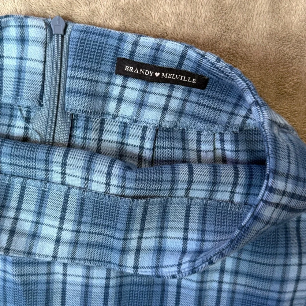Brandy Melville Blue Plaid Cara Mini Skirt Splits Preppy Y2K Coquette‎ Clueless